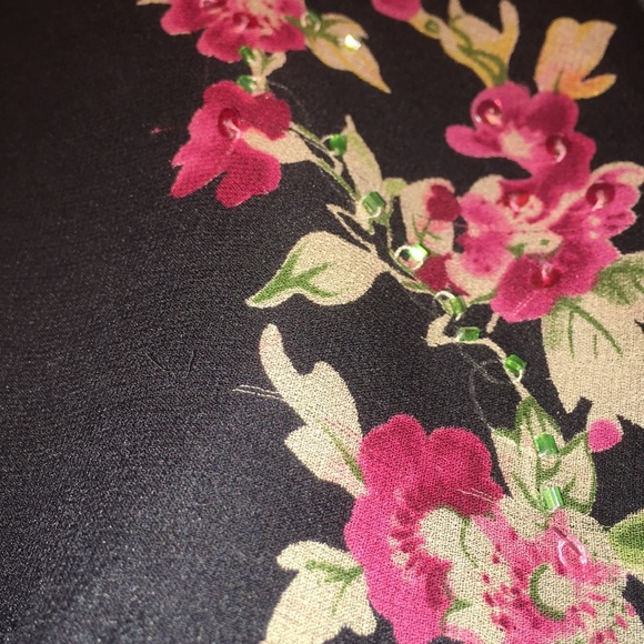 EUC*100% SILK sleeveless dress w/ beaded detail - Picture 6 of 8